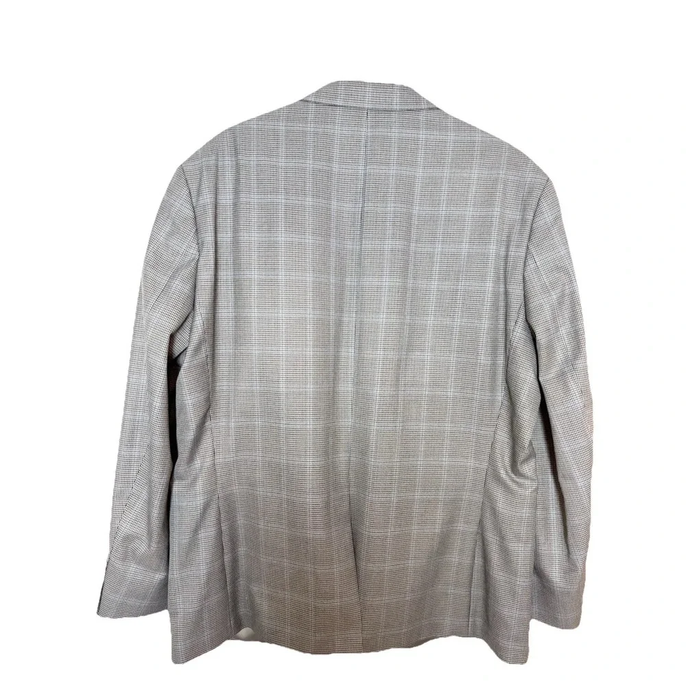 Chaps Men's 46R Windowpane Sport‎ Coat Blazer Jacket Gray Blue Business Classic